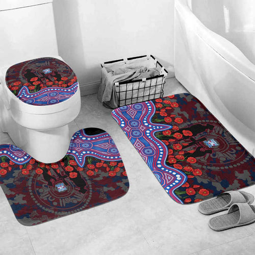 Western Bulldogs ANZAC Day Bathroom Set Indigenous Dot Art with Poppy Flower Tribute