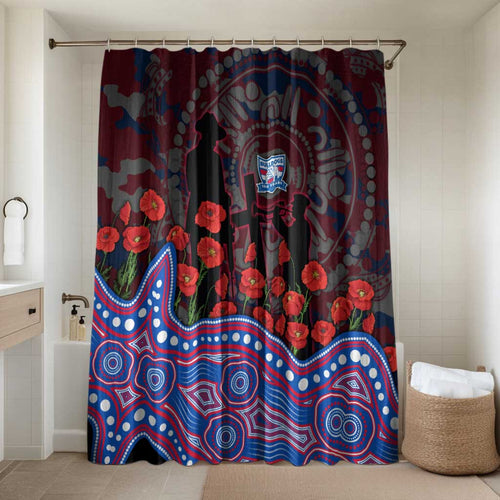 Western Bulldogs ANZAC Day Bathroom Set Indigenous Dot Art with Poppy Flower Tribute