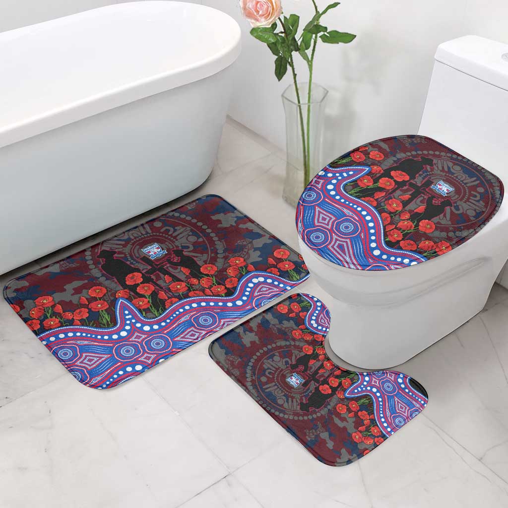 Western Bulldogs ANZAC Day Bathroom Set Indigenous Dot Art with Poppy Flower Tribute