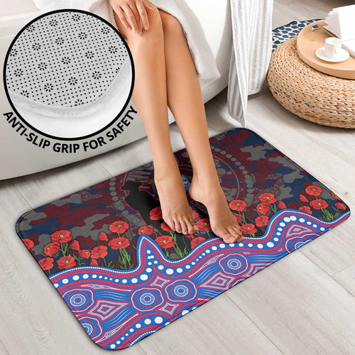 Western Bulldogs ANZAC Day Bathroom Set Indigenous Dot Art with Poppy Flower Tribute
