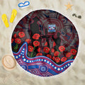Western Bulldogs ANZAC Day Beach Blanket Indigenous Dot Art with Poppy Flower Tribute