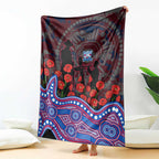 Western Bulldogs ANZAC Day Blanket Indigenous Dot Art with Poppy Flower Tribute