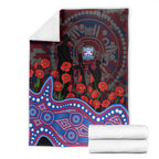 Western Bulldogs ANZAC Day Blanket Indigenous Dot Art with Poppy Flower Tribute