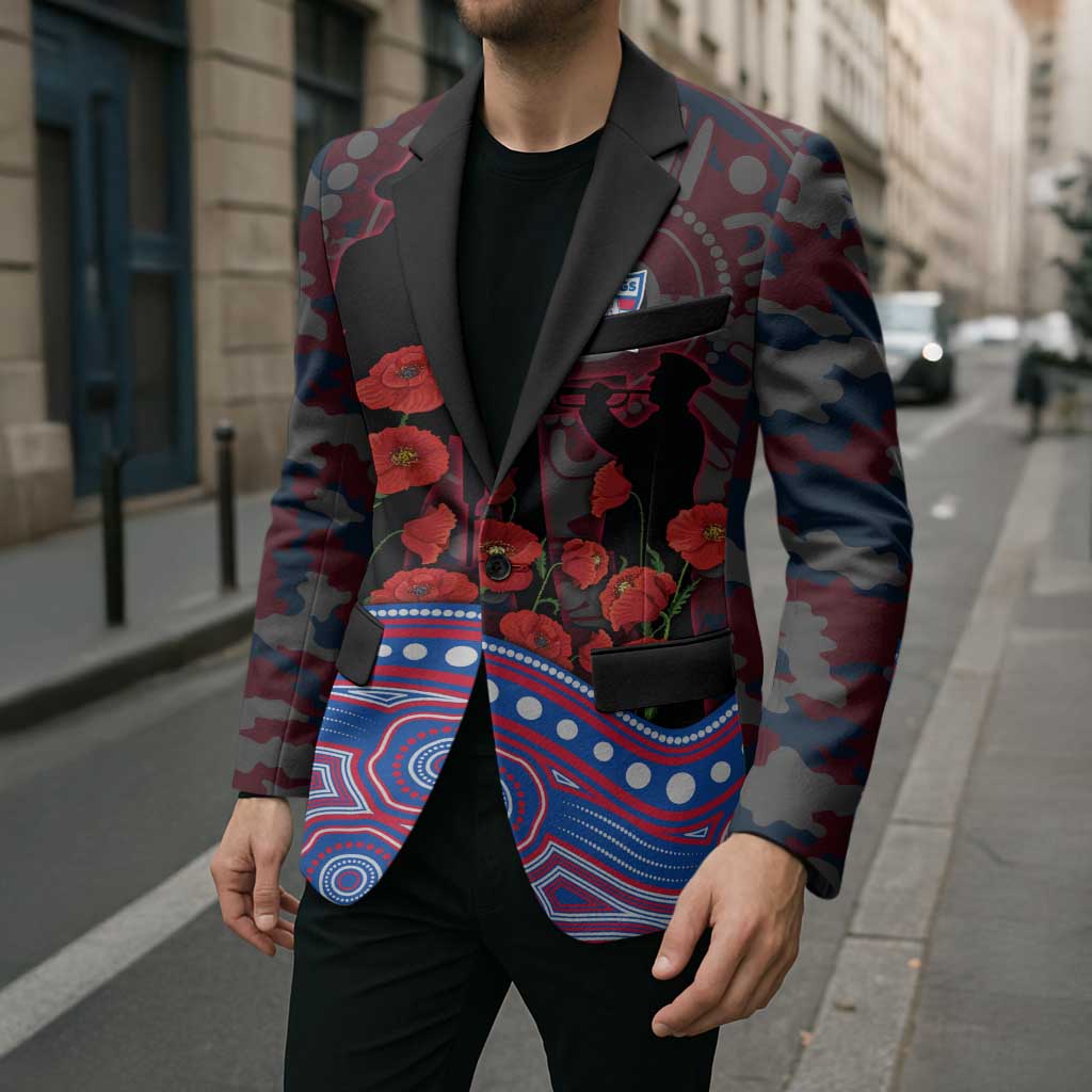 Western Bulldogs ANZAC Day Blazer Indigenous Dot Art with Poppy Flower Tribute