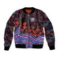 Western Bulldogs ANZAC Day Bomber Jacket Indigenous Dot Art with Poppy Flower Tribute