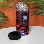 Western Bulldogs ANZAC Day 4 in 1 Can Cooler Tumbler Indigenous Dot Art with Poppy Flower Tribute