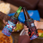 Western Bulldogs ANZAC Day 4 in 1 Can Cooler Tumbler Indigenous Dot Art with Poppy Flower Tribute