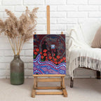 Western Bulldogs ANZAC Day Canvas Wall Art Indigenous Dot Art with Poppy Flower Tribute