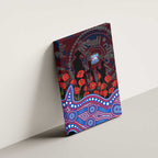 Western Bulldogs ANZAC Day Canvas Wall Art Indigenous Dot Art with Poppy Flower Tribute