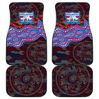 Western Bulldogs ANZAC Day Car Mats Indigenous Dot Art with Poppy Flower Tribute
