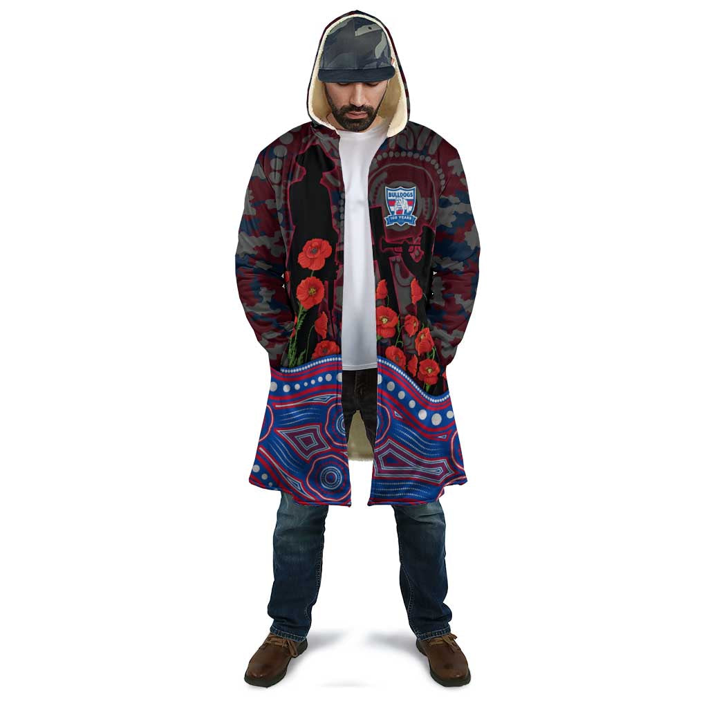 Western Bulldogs ANZAC Day Cloak Indigenous Dot Art with Poppy Flower Tribute