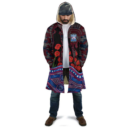 Western Bulldogs ANZAC Day Cloak Indigenous Dot Art with Poppy Flower Tribute