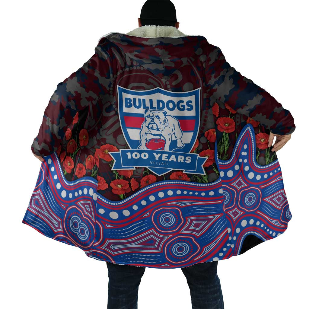 Western Bulldogs ANZAC Day Cloak Indigenous Dot Art with Poppy Flower Tribute