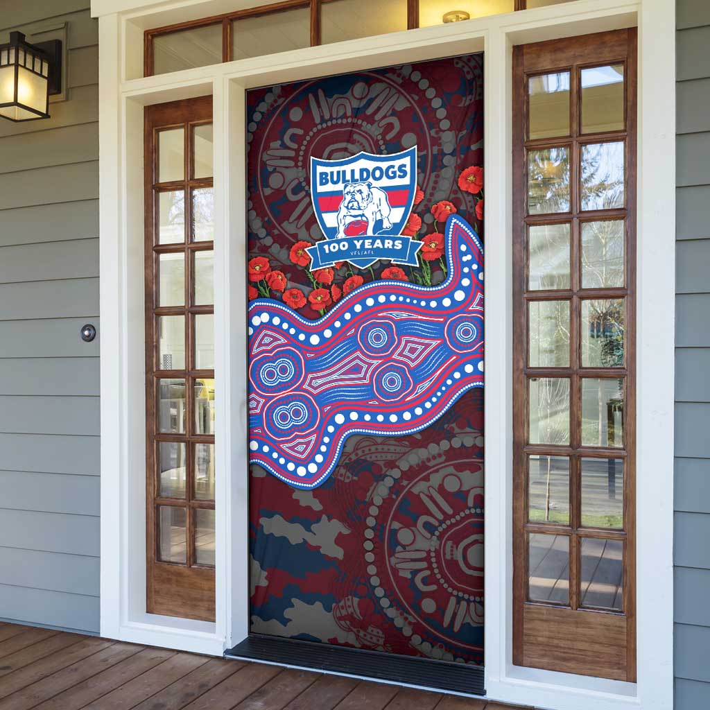 Western Bulldogs ANZAC Day Door Cover Indigenous Dot Art with Poppy Flower Tribute