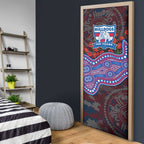 Western Bulldogs ANZAC Day Door Cover Indigenous Dot Art with Poppy Flower Tribute