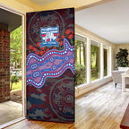Western Bulldogs ANZAC Day Door Cover Indigenous Dot Art with Poppy Flower Tribute