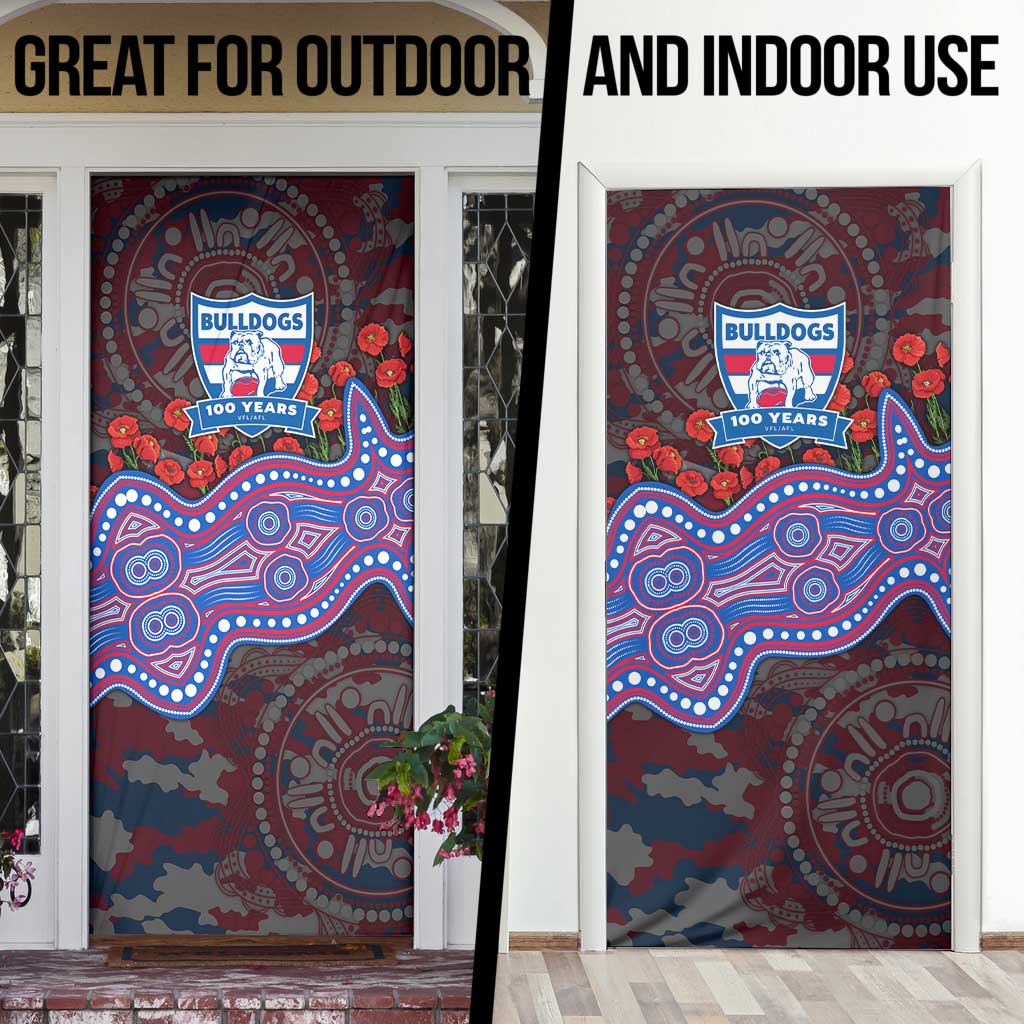 Western Bulldogs ANZAC Day Door Cover Indigenous Dot Art with Poppy Flower Tribute