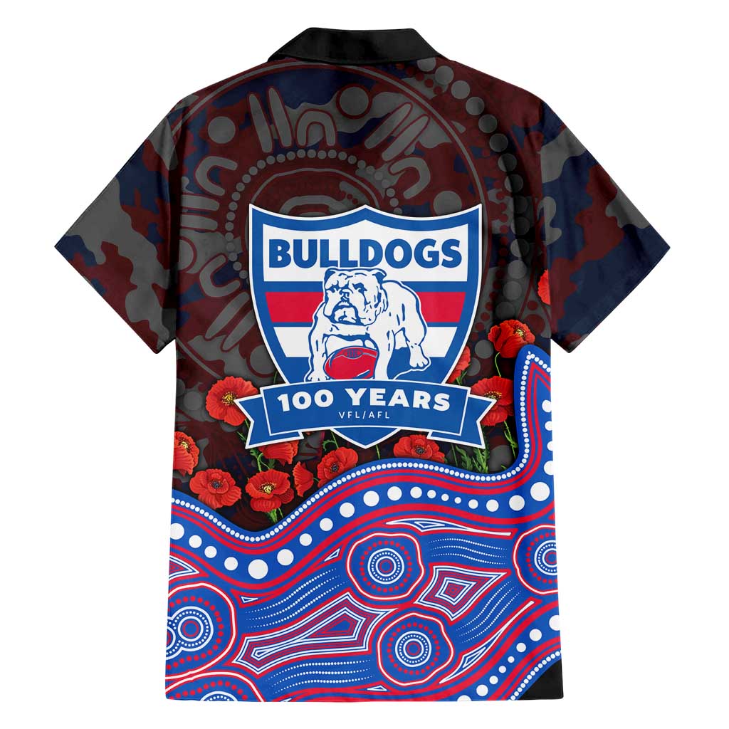 Western Bulldogs ANZAC Day Family Matching Mermaid Dress and Hawaiian Shirt Indigenous Dot Art with Poppy Flower Tribute