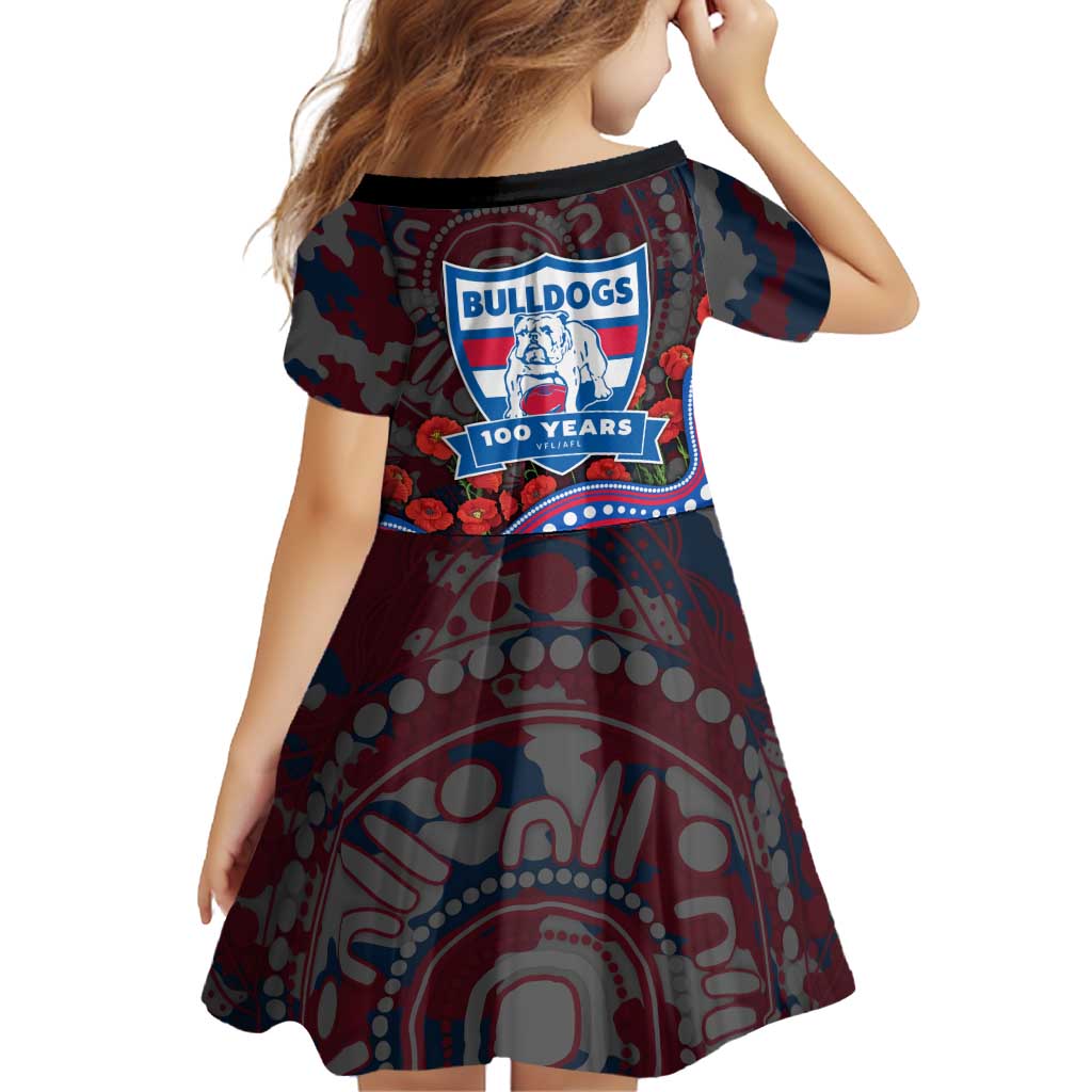 Western Bulldogs ANZAC Day Family Matching Off Shoulder Maxi Dress and Hawaiian Shirt Indigenous Dot Art with Poppy Flower Tribute