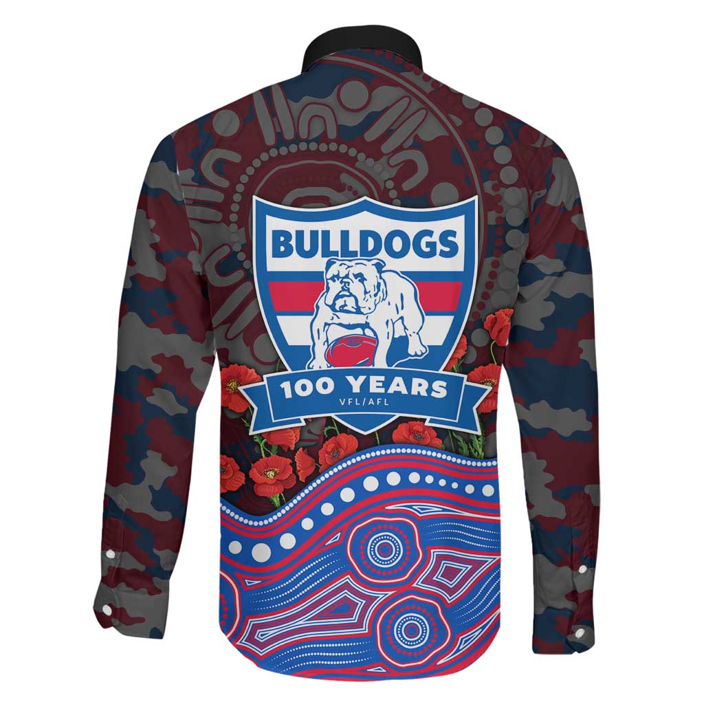 Western Bulldogs ANZAC Day Family Matching Puletasi and Hawaiian Shirt Indigenous Dot Art with Poppy Flower Tribute