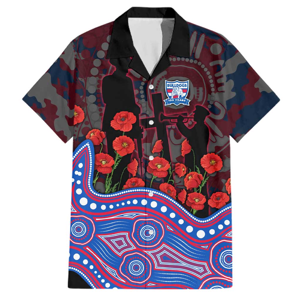 Western Bulldogs ANZAC Day Family Matching Tank Maxi Dress and Hawaiian Shirt Indigenous Dot Art with Poppy Flower Tribute