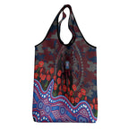 Western Bulldogs ANZAC Day Grocery Bag Indigenous Dot Art with Poppy Flower Tribute