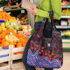 Western Bulldogs ANZAC Day Grocery Bag Indigenous Dot Art with Poppy Flower Tribute