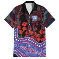 Western Bulldogs ANZAC Day Hawaiian Shirt Indigenous Dot Art with Poppy Flower Tribute