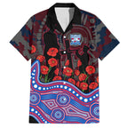 Western Bulldogs ANZAC Day Hawaiian Shirt Indigenous Dot Art with Poppy Flower Tribute