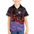 Western Bulldogs ANZAC Day Hawaiian Shirt Indigenous Dot Art with Poppy Flower Tribute