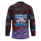Western Bulldogs ANZAC Day Hockey Jersey Indigenous Dot Art with Poppy Flower Tribute