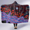 Western Bulldogs ANZAC Day Hooded Blanket Indigenous Dot Art with Poppy Flower Tribute