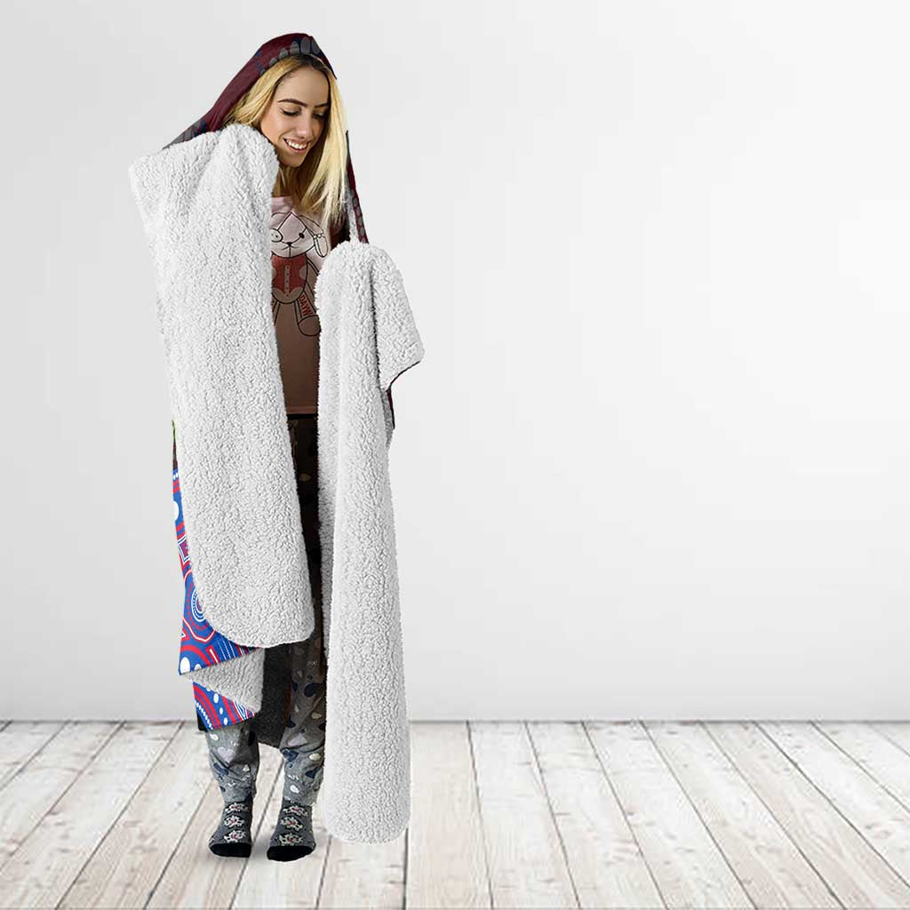 Western Bulldogs ANZAC Day Hooded Blanket Indigenous Dot Art with Poppy Flower Tribute