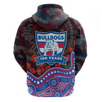 Western Bulldogs ANZAC Day Hoodie Indigenous Dot Art with Poppy Flower Tribute