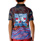 Western Bulldogs ANZAC Day Kid Polo Shirt Indigenous Dot Art with Poppy Flower Tribute