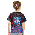 Western Bulldogs ANZAC Day Kid T Shirt Indigenous Dot Art with Poppy Flower Tribute