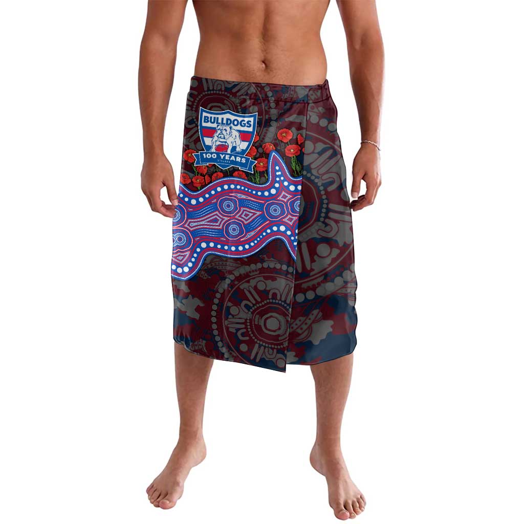 Western Bulldogs ANZAC Day Lavalava Indigenous Dot Art with Poppy Flower Tribute