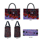 Western Bulldogs ANZAC Day Leather Bag Indigenous Dot Art with Poppy Flower Tribute