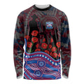 Western Bulldogs ANZAC Day Long Sleeve Shirt Indigenous Dot Art with Poppy Flower Tribute