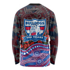 Western Bulldogs ANZAC Day Long Sleeve Shirt Indigenous Dot Art with Poppy Flower Tribute