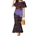 Western Bulldogs ANZAC Day Mermaid Dress Indigenous Dot Art with Poppy Flower Tribute