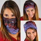 Western Bulldogs ANZAC Day Neck Gaiter Indigenous Dot Art with Poppy Flower Tribute
