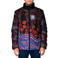 Western Bulldogs ANZAC Day Padded Jacket Indigenous Dot Art with Poppy Flower Tribute