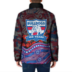 Western Bulldogs ANZAC Day Padded Jacket Indigenous Dot Art with Poppy Flower Tribute