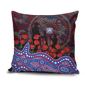 Western Bulldogs ANZAC Day Pillow Cover Indigenous Dot Art with Poppy Flower Tribute