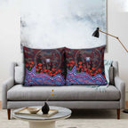 Western Bulldogs ANZAC Day Pillow Cover Indigenous Dot Art with Poppy Flower Tribute