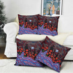 Western Bulldogs ANZAC Day Pillow Cover Indigenous Dot Art with Poppy Flower Tribute