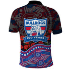 Western Bulldogs ANZAC Day Polo Shirt Indigenous Dot Art with Poppy Flower Tribute