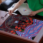 Western Bulldogs ANZAC Day Puzzle Indigenous Dot Art with Poppy Flower Tribute