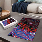 Western Bulldogs ANZAC Day Puzzle Indigenous Dot Art with Poppy Flower Tribute